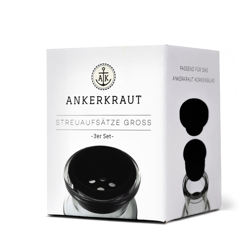 Korkenglas Streuaufsatz, 3er-Set große Lochgröße