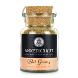 Brot Gewürz von Ankerkraut im Korkenglas auf weißem Hintergrund.